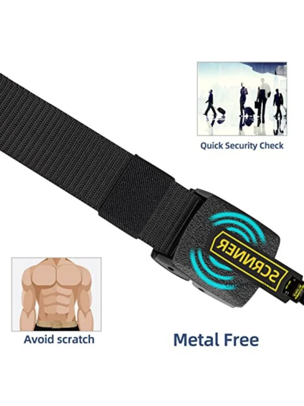 6 Pack Tactical Nylon Belt Plastic Buckle Metal Free Canvas Webbing Outdoor